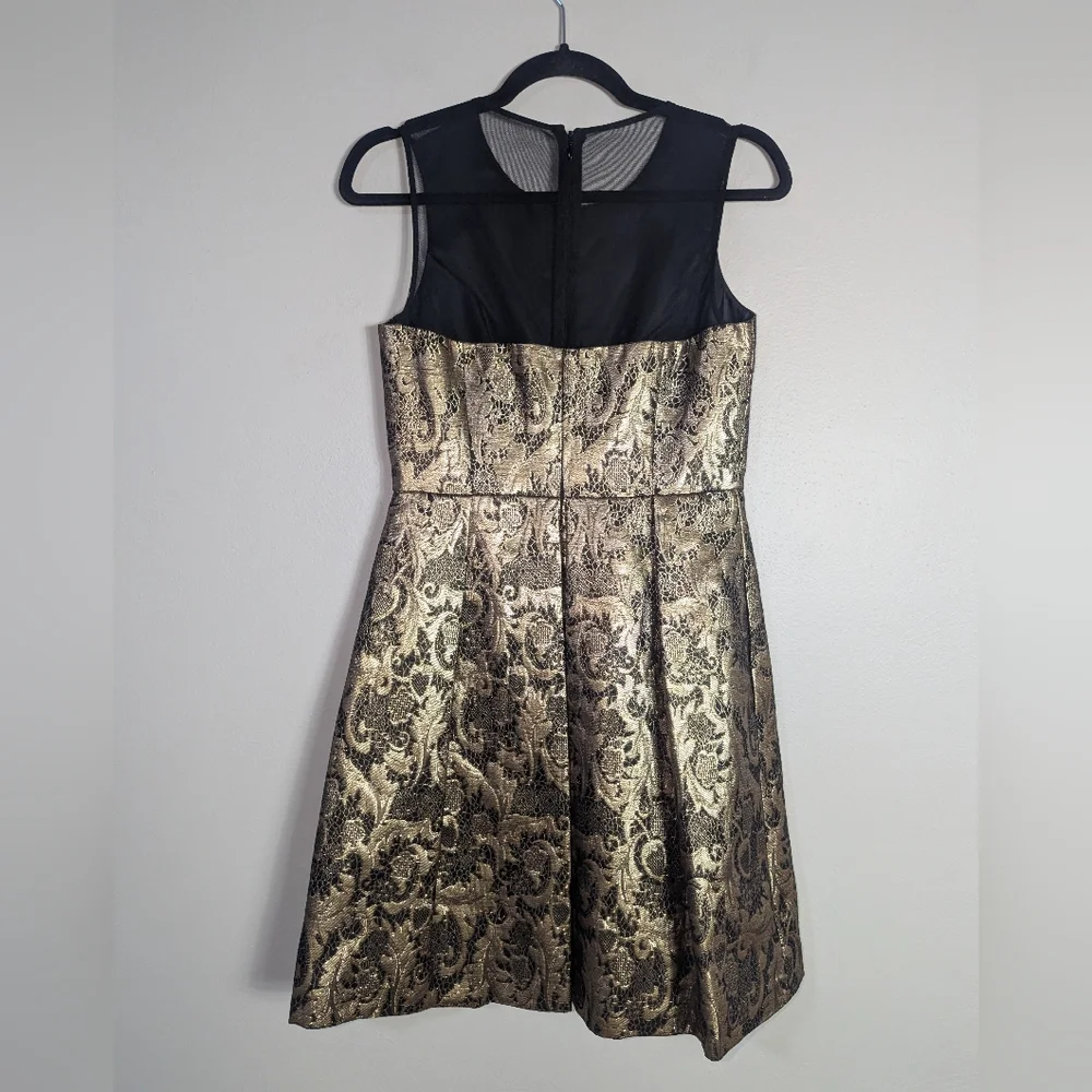 2P Eliza J Petites Gold Jacquard Fit & Flare Dress - Picture 4 of 6